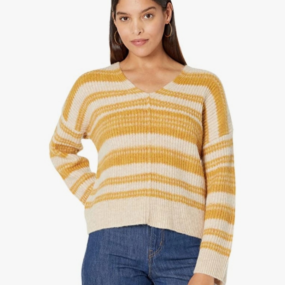 Madewell Juniper Space Dye Striped Pullover V-Neck Sweater Size XXS